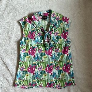Retrolicous Cactus Bow Tie Top